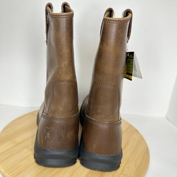 Caterpillar Drawbar Pull On Work Boots Steel Toe Brown Leather Mens Size 7.5 NEW